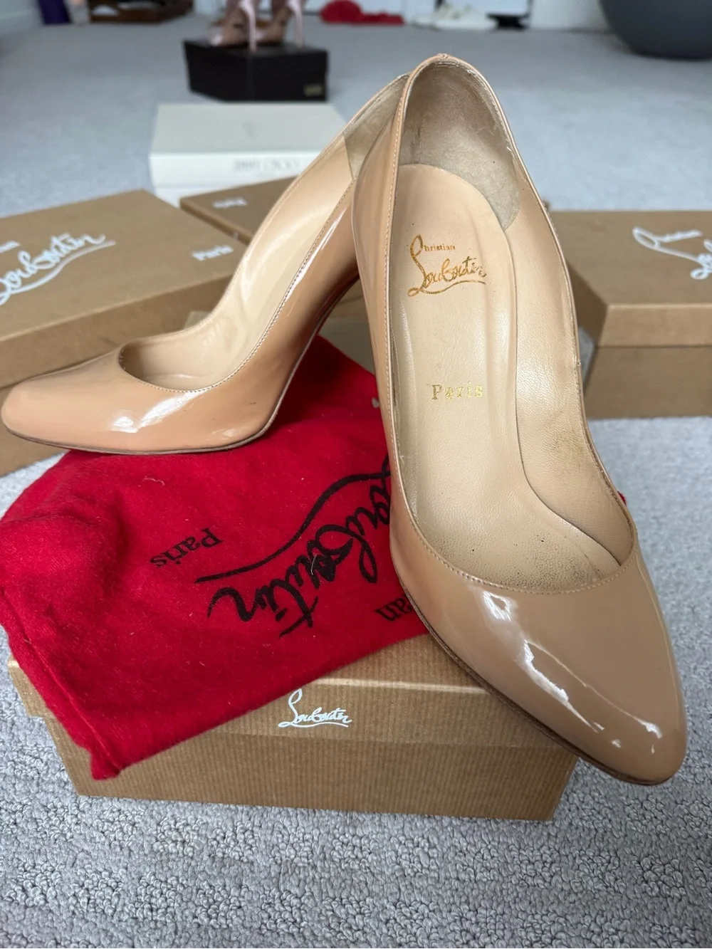 Christian Louboutin Nude Patent Leather  Pumps